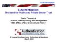 EAuthentication: The Need for Public and Private Sector Trust David Temoshok Director, Identity Poli