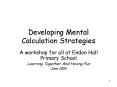 Developing Mental Calculation Strategies