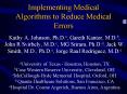 Implementing Medical Algorithms to Reduce Medical Errors