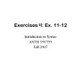 Exercises I: Ex. 1112