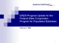 DADS Program Update for the Federal State Cooperative Program for Population Estimates
