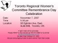 Toronto Regional Women's Committee Remembrance Day Celebration