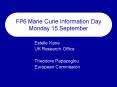 FP6 Marie Curie Information Day Monday 15 September