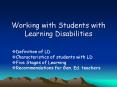 Working with Students with Learning Disabilities