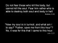 Do not fear those who kill the body, but cannot kill the soul. Fear him rather who is able to destro