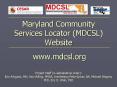 Maryland Community Services Locator (MDCSL) Website