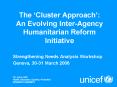 The Cluster Approach: An Evolving InterAgency Humanitarian Reform Initiative