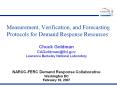Measurement, Verification, and Forecasting Protocols for Demand Response Resources: