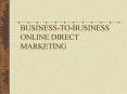 BUSINESSTOBUSINESS ONLINE DIRECT MARKETING