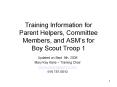 Training Information for Parent Helpers, Committee Members, and ASMs for Boy Scout Troop 1