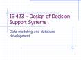 IE 423 Design of Decision Support Systems