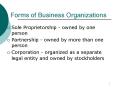Forms of Business Organizations