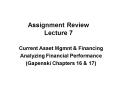 Assignment Review Lecture 7