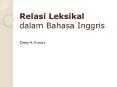 Relasi Leksikal dalam Bahasa Inggris