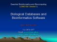 Essential Bioinformatics and Biocomputing LSM2104: Section I Biological Databases and Bioinformatics