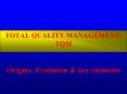 TOTAL QUALITY MANAGEMENT: TQM Origins, Evolution