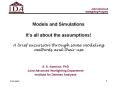 Models and Simulations Its all about the assumptions A brief excursion through some modeling methods