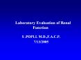 Laboratory Evaluation of Renal Function