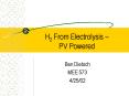H2 From Electrolysis PV Powered