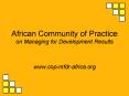 African Community of Practice on Managing for Development Results