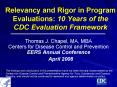 Relevancy and Rigor in Program Evaluations: 10 Years of the CDC Evaluation Framework