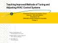 Teaching Improved Methods of Tuning and Adjusting HVAC Control Systems