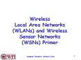 Wireless Local Area Networks WLANs and Wireless Sensor Networks WSNs Primer