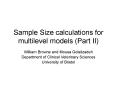 Sample Size calculations for multilevel models Part II