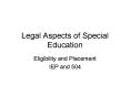 Legal Aspects of Special Education