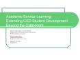 Academic Service Learning: Extending CSD Student Development Beyond the Classroom