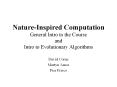 NatureInspired Computation General Intro to the Course and Intro to Evolutionary Algorithms