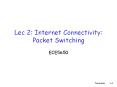 Lec 2: Internet Connectivity: Packet Switching