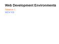Web Development Environments