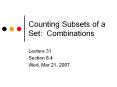 Counting Subsets of a Set: Combinations