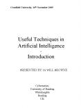 Useful Techniques in Artificial Intelligence Introduction