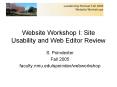 Website Workshop I: Site Usability and Web Editor Review
