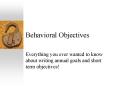 Behavioral Objectives