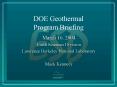 DOE Geothermal Program Briefing