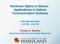 Nonlinear Optics in Silicon Applications in Optical Communication Systems
