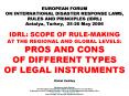 EUROPEAN FORUM ON INTERNATIONAL DISASTER RESPONSE LAWS, RULES AND PRINCIPLES IDRL Antalya, Turkey, 2