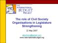 The role of Civil Society Organisations in Legislature Strengthening