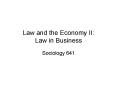 Law and the Economy II: Law in Business