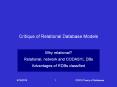 Critique of Relational Database Models