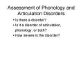 Assessment of Phonology and Articulation Disorders