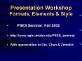 Presentation Workshop Formats, Elements