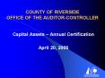 COUNTY OF RIVERSIDE OFFICE OF THE AUDITORCONTROLLER