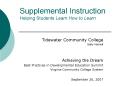 Supplemental Instruction Helping Students Learn How to Learn