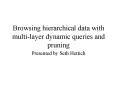 Browsing hierarchical data with multilayer dynamic queries and pruning
