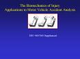 The Biomechanics of Injury Applications to Motor Vehicle Accident Analysis
