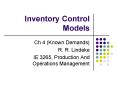 Inventory Control Models